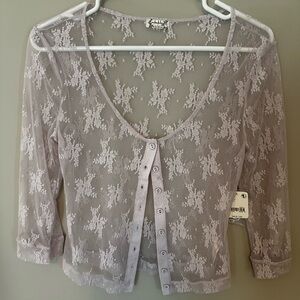 Free People Intimately Sheer Lace Button-Up Cardigan